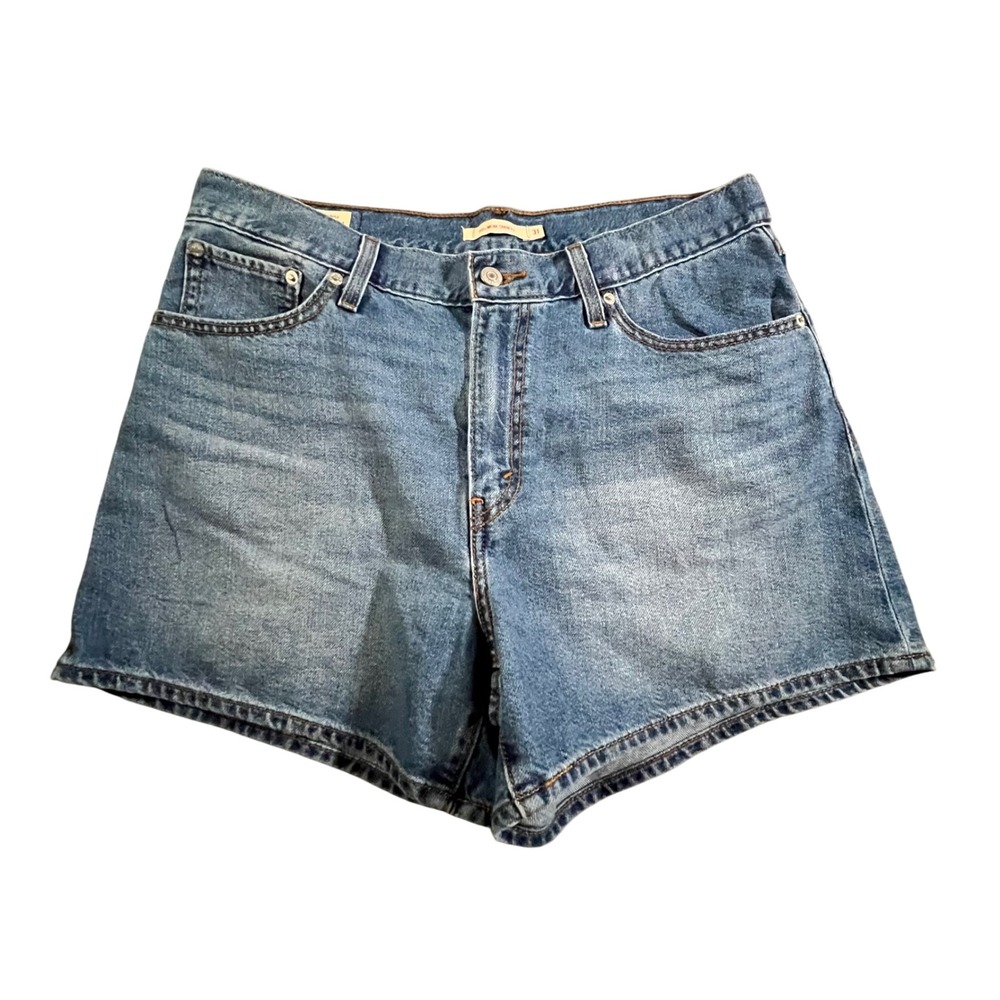 Levi's Mom Shorts Womens 31 Blue Medium Wash High Rise Denim Premium A4695-0014